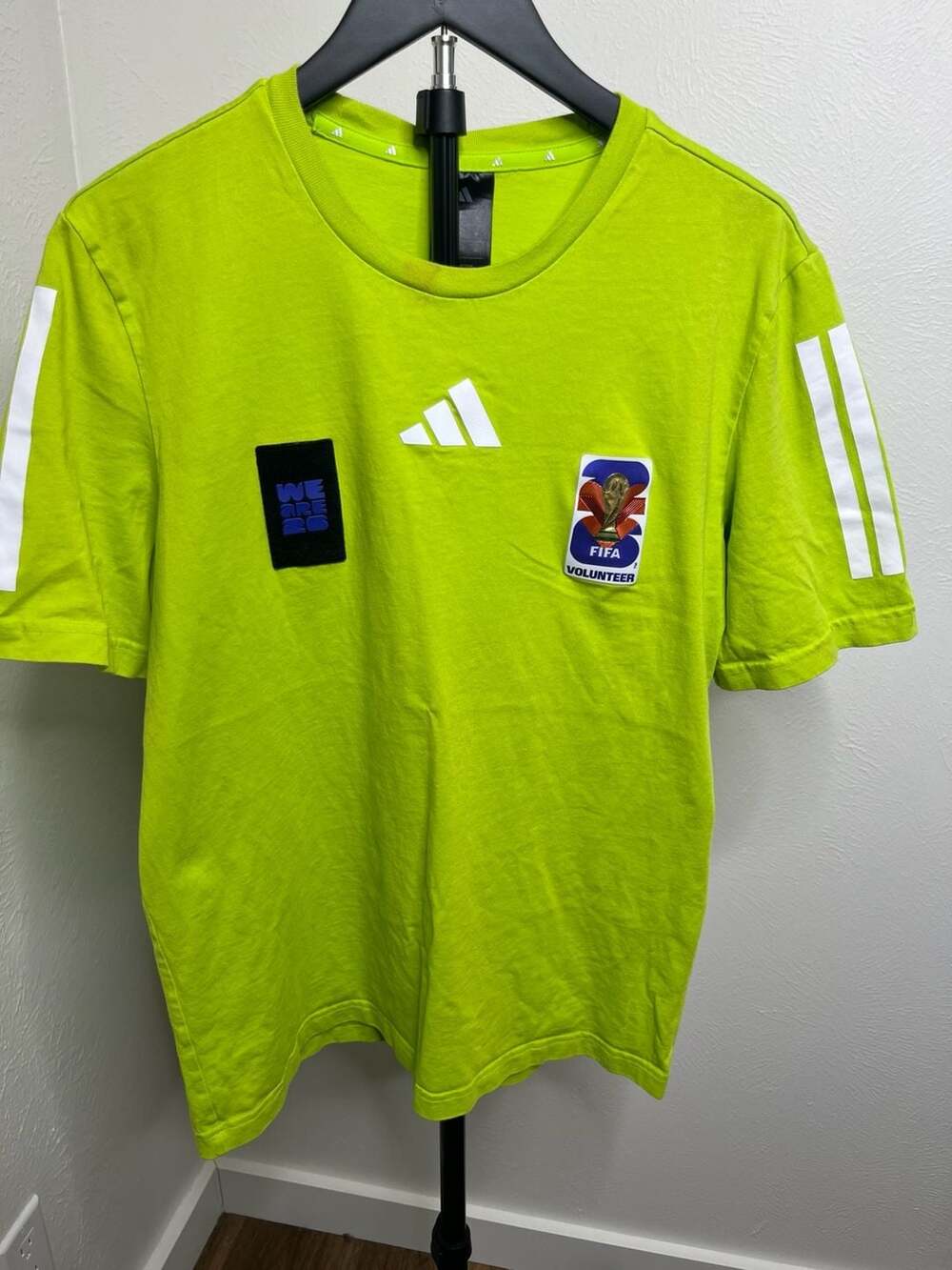 adidas FIFA World Cup 2026 Volunteer T-Shirt Neon Green Soccer Tee